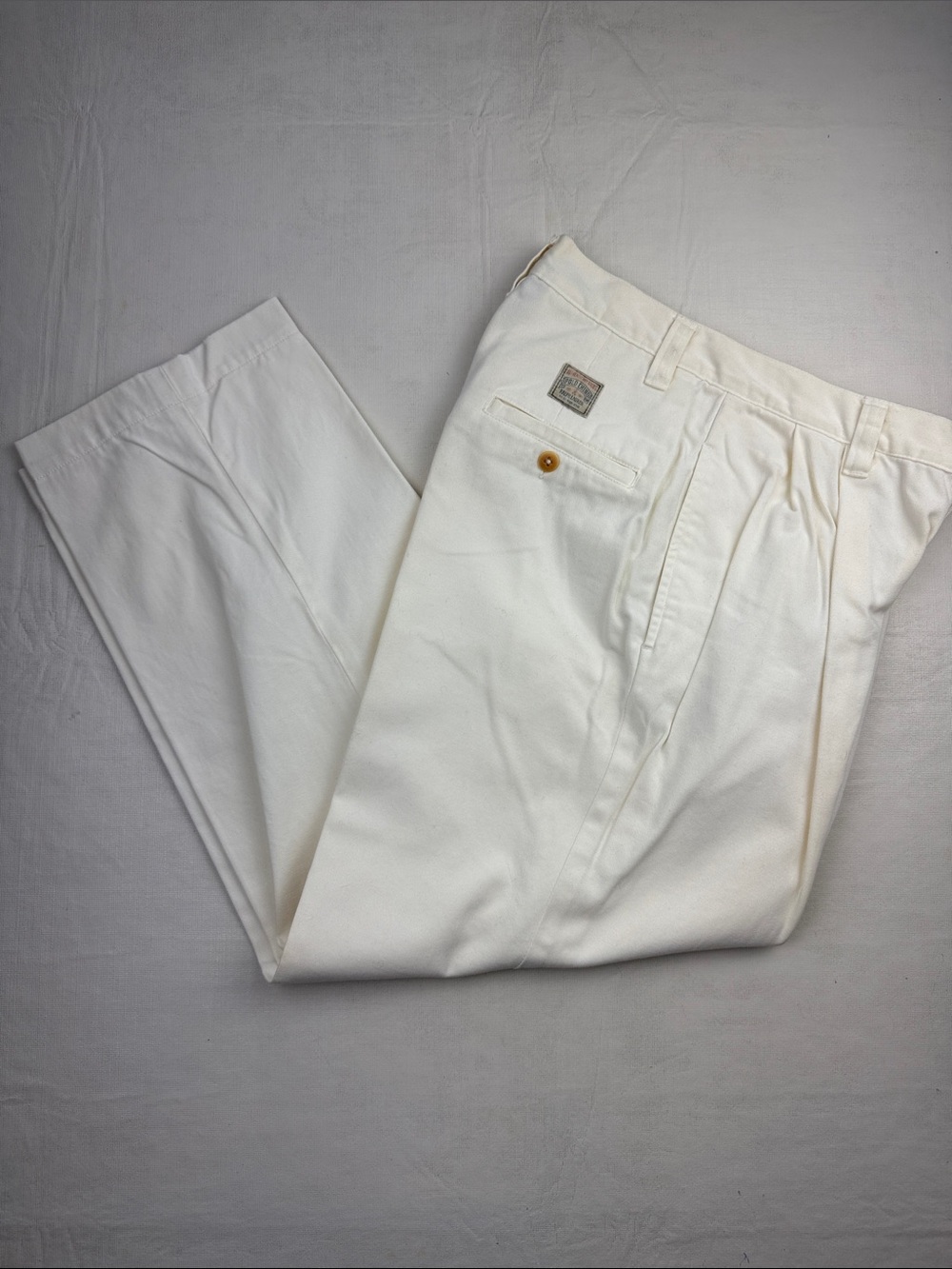 Ralph Lauren Country Cream Pleated High Waist Tapered Leg Trousers Size 8P